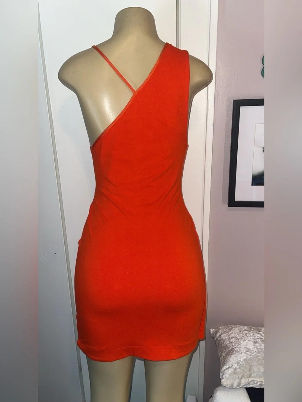 Free People Orange Cutout Bodycon Mini Dress Small Asymmetric Halter